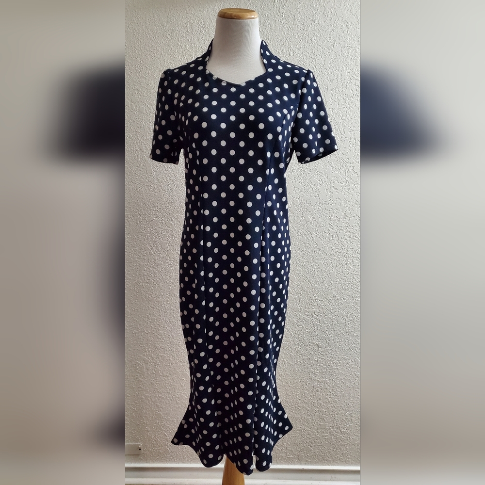 Navy Blue Polka Dot Mermaid Dress